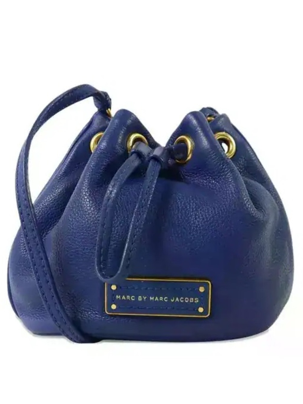 Marc by Marc Jacobs Cobalt Blue Pebbled Leather Drawstring Mini Bucket Bag